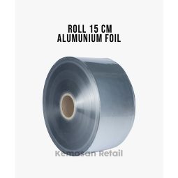 Roll Plastik Kemasan Aluminium Foil Silver lebar 15cm x 1000m 80 micron