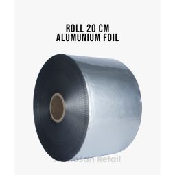 Roll Plastik Kemasan Aluminium Foil Silver lebar 20cm x 1000m 80 micron