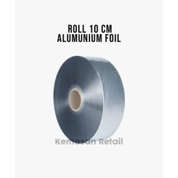 Roll Plastik Kemasan Aluminium Foil Silver lebar 10cm x 1000m 80 micron