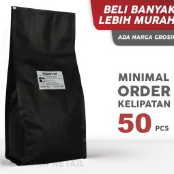 Kemasan Gusset Quadseal Aluminium Hitam Doff GP 15x39 2000g