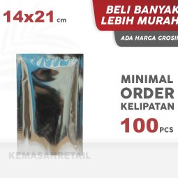 Kemasan Kantong Sachet Bag Metalis Silver Glossy 14x21