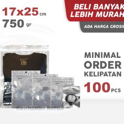 Kemasan Kantong Sachet Bag Transmet Kombinasi Zipper 17x25 750gr