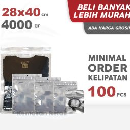 Kemasan Kantong Sachet Bag Transmet Kombinasi Zipper 28x40 4000gr