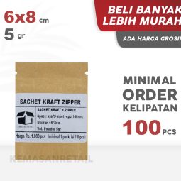 Kemasan Kantong Sachet Coklat Kraft Zipper 6x8