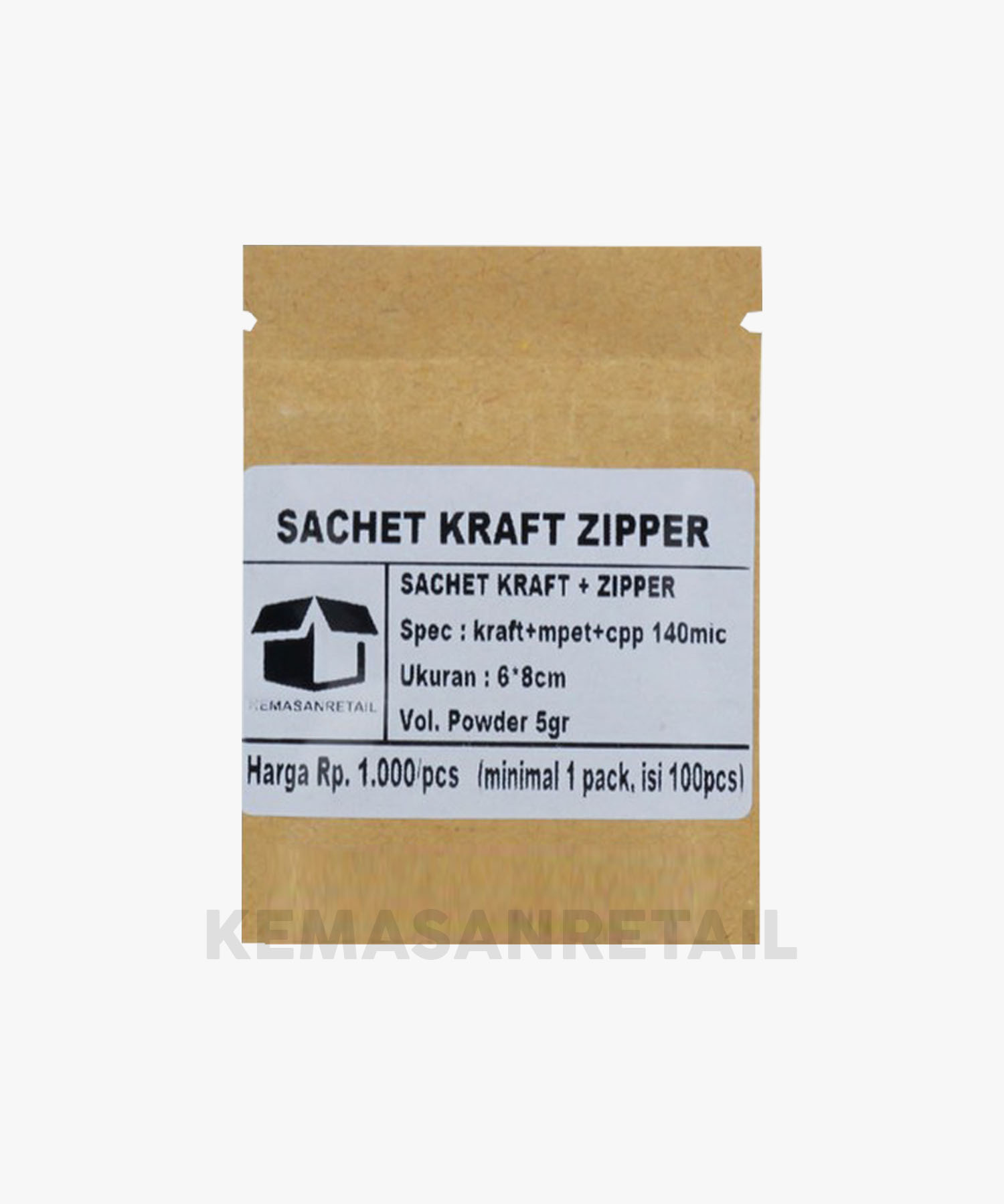 Kemasan Kantong Sachet Coklat Kraft Zipper 6x8 - Image 2