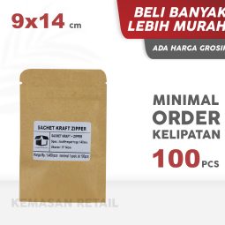 Kemasan Kantong Sachet Coklat Kraft Zipper 9x14