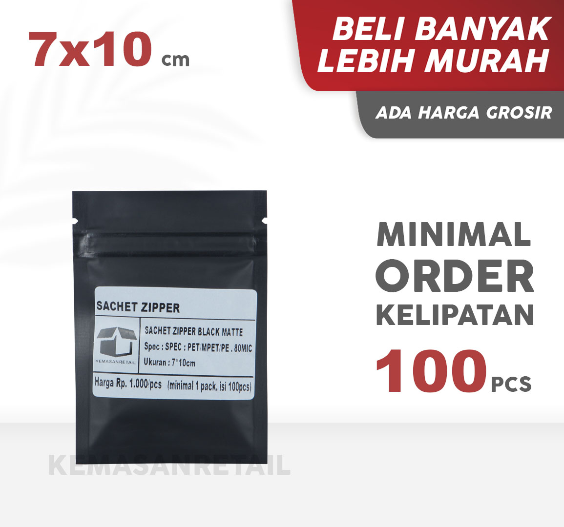 Kemasan Kantong Sachet Zipper Hitam Matte 7x10 cm