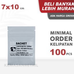 Kemasan Kantong Sachet Zipper Putih Doff 7x10