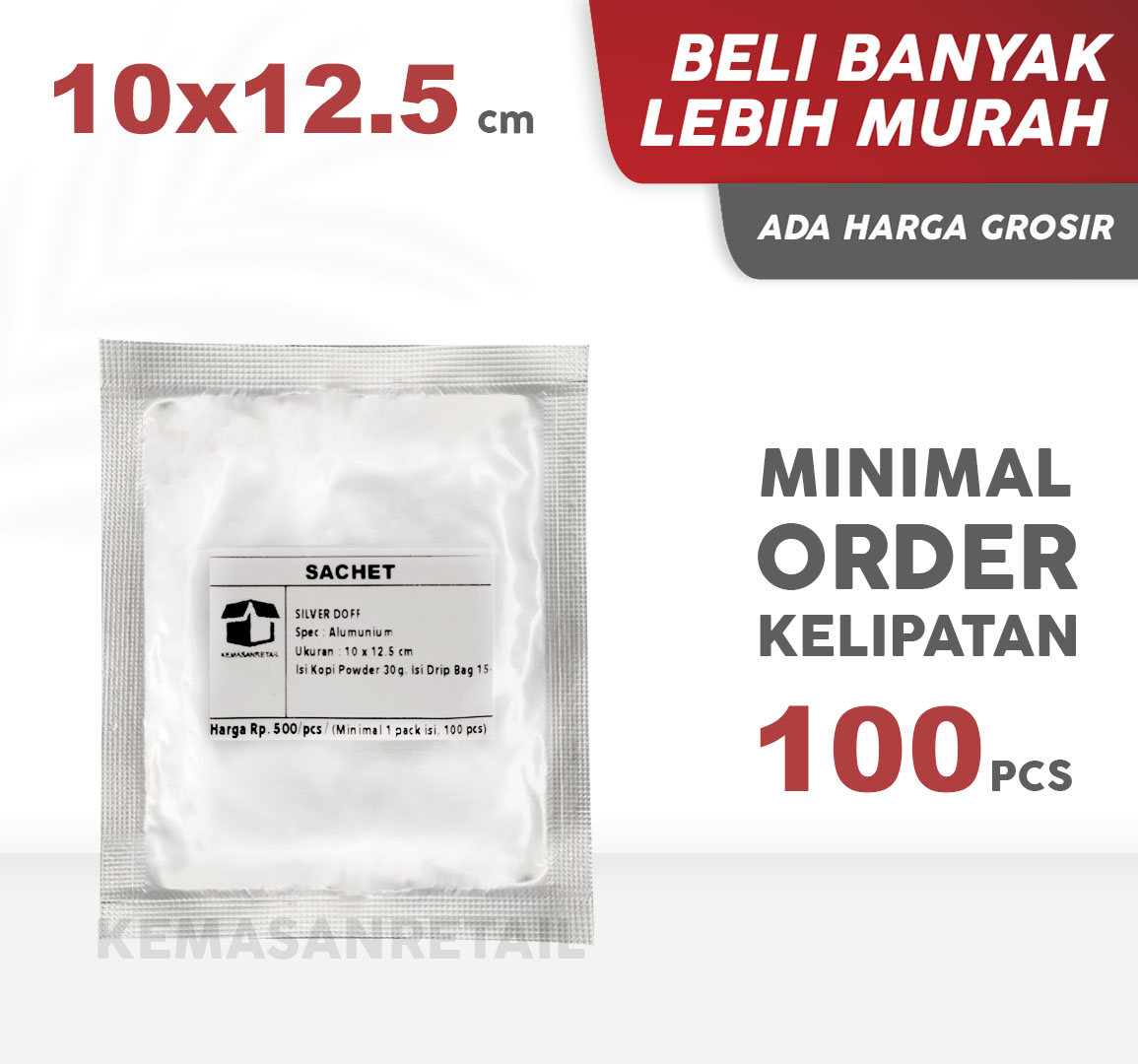 Kemasan Kantong Sachet Bag Aluminium Foil Silver 10x12.5