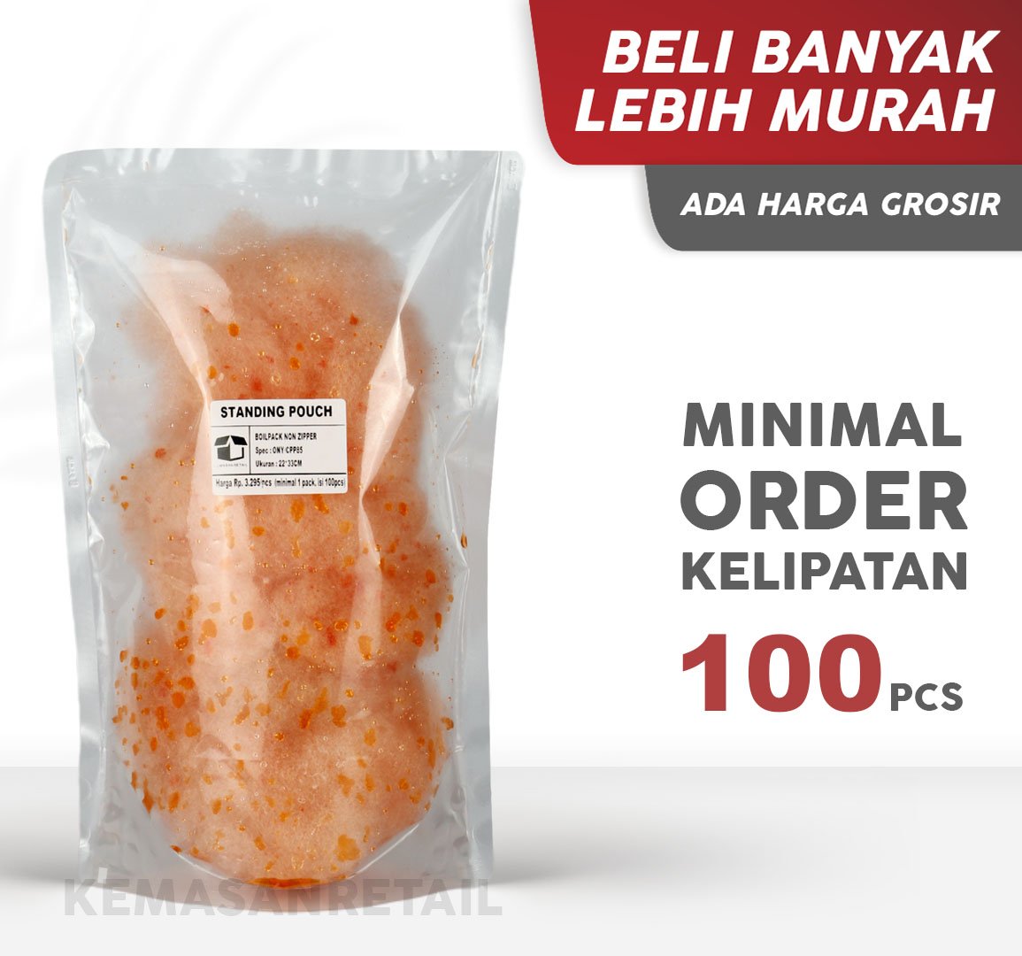 Kemasan Standing Pouch Nylon Boilpack Retort 22x33 2200gr