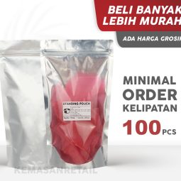 Kemasan Standing Pouch Trans-Aluminium Kombinasi Zipper 16x28 750g