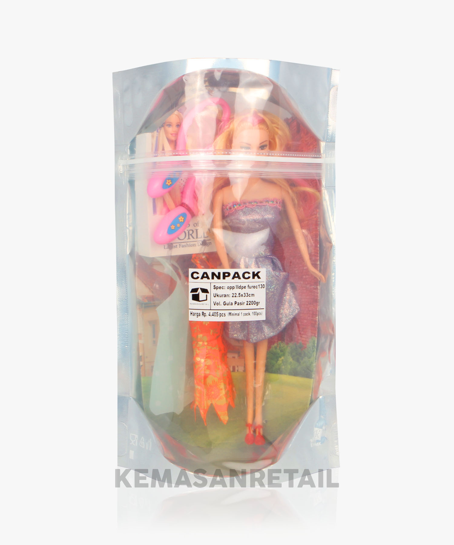 Kemasan Standing Pouch Canpack Transmet Kombinasi Zipper 22.5X33 2200g - Image 2