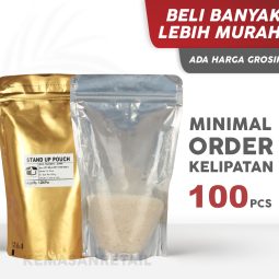 Kemasan Standing Pouch Transmet Kombinasi Zip Gold 14x23 500gr
