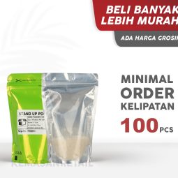 Kemasan Standing Pouch Transmet Kombinasi Zip Hijau 9X15 150gr