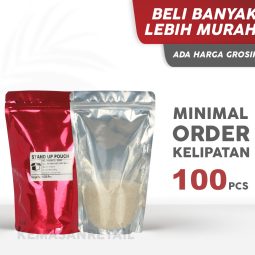 Kemasan Standing Pouch Transmet Kombinasi Zip Merah 13X20 250gr
