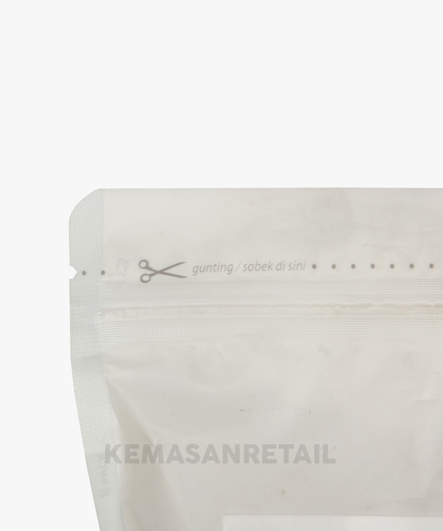 Kemasan Standing Pouch Transmet Window Zipper Putih Doff 13x20 250gr - Image 5