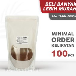 Kemasan Standing Pouch Transmet Window Zipper Putih Doff 18x29 1100gr