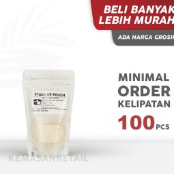 Kemasan Standing Pouch Transmet Window Zipper Putih Doff 9x15 150g