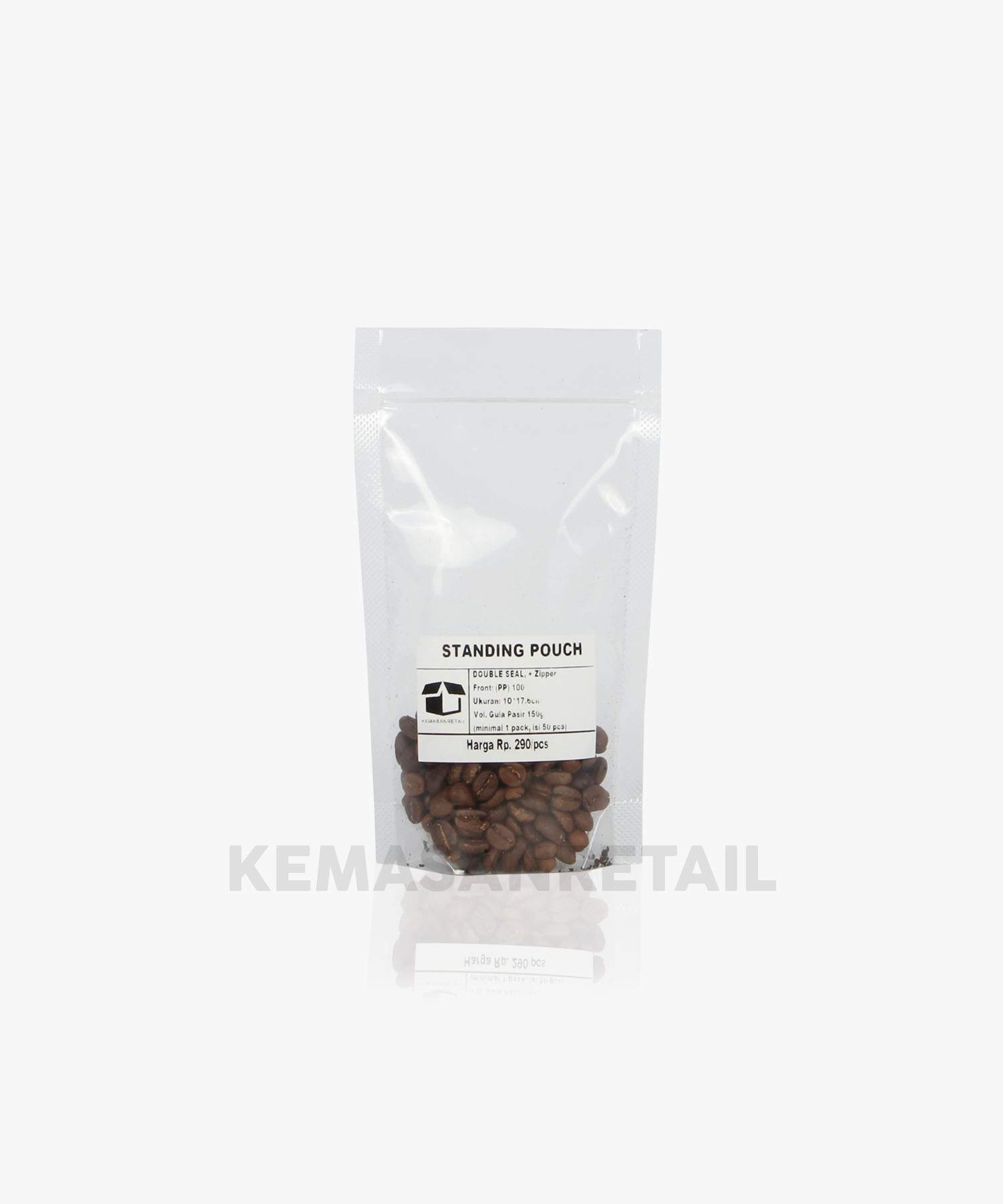 Kemasan Standing Pouch STP Klip Zipper PP Bening Double Seal 10x17.6 100g - Image 2