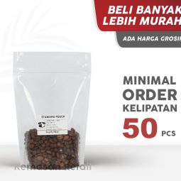 Kemasan Standing Pouch STP Klip Zipper PP Bening Double Seal 16x24 750g