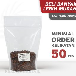 Kemasan Standing Pouch STP Klip Zipper PP Bening Double Seal 20x29 1000gr