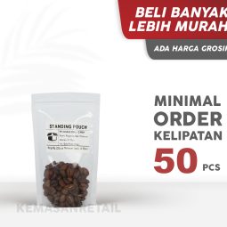 Kemasan Standing Pouch STP Klip Zipper PP Bening Double Seal 9x15 75g