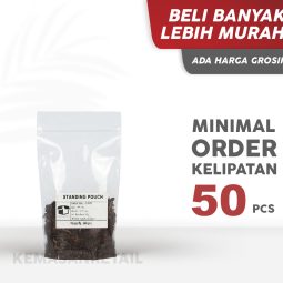 Kemasan Standing Pouch STP Klip Zipper PP Bening Single Seal 10x17.6 100g