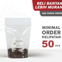 Kemasan Standing Pouch STP Klip Zipper PP Bening Single Seal 16x24 750g