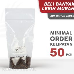 Kemasan Standing Pouch STP Klip Zipper PP Bening Single Seal 16x32 1000gr