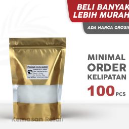 Kemasan Standing Pouch Window Zipper Gold Glossy 16x24 750gr