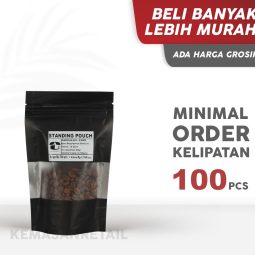 Kemasan Standing Pouch Window Zipper Hitam Doff 12x20 250gr