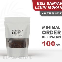Kemasan Standing Pouch Window Zipper Putih Doff 14x22 500gr