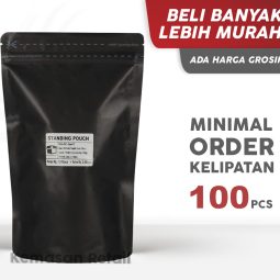 Kemasan Standing Pouch Alumunium Hitam Doff Zipper 18x29cm 1000gr PC