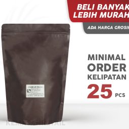 Kemasan Standing Pouch Aluminium Coklat Doff Zipper 24x33.5 1000g