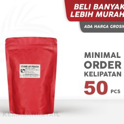 Kemasan Standing Pouch Aluminium Merah Doff Zipper 16x23 250g