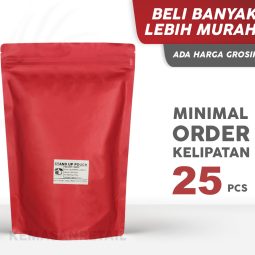 Kemasan Standing Pouch Aluminium Merah Doff Zipper 24x33.5 1000g