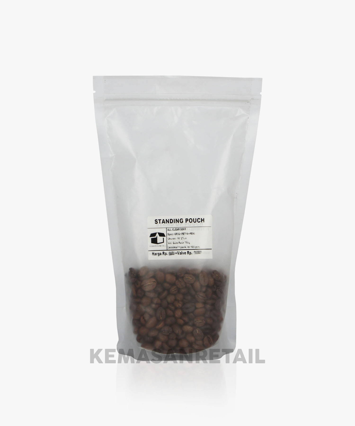 Kemasan Standing Pouch Transparan Bening Doff 16x27 750gr - Image 2