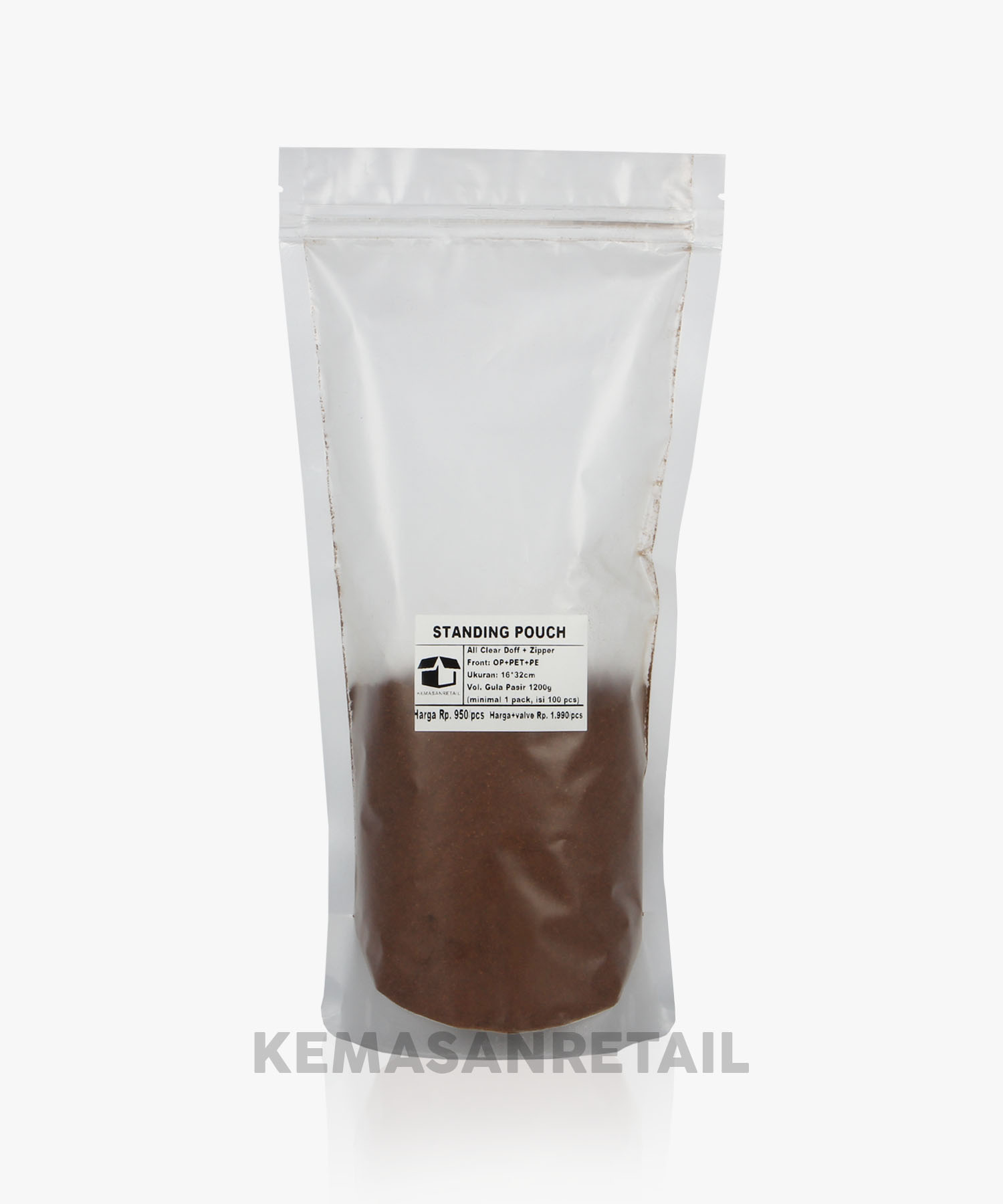 Kemasan Standing Pouch Transparan Bening Doff 16x32 1000gr - Image 2