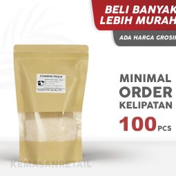Kemasan Standing Pouch Ecopack Lithopaper Zipper Window 16x25.5 750gr