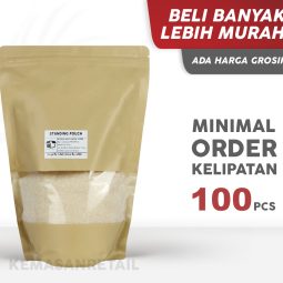 Kemasan Standing Pouch Ecopack Lithopaper Zipper Window 22.5x33 2200gr