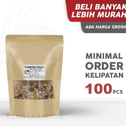 Kemasan Standing Pouch Kraft Window Zipper 16x24 750g