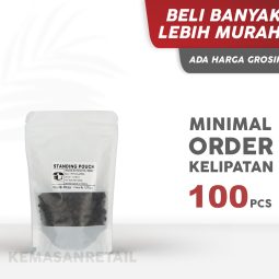 Kemasan Standing Pouch Zipper Window Putih Doff 13x20 250g