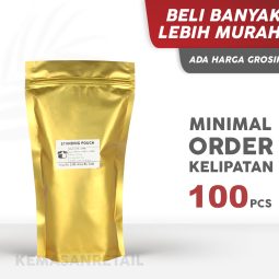 Kemasan Standing Pouch Zipper Gold Doff 18x29 1000g