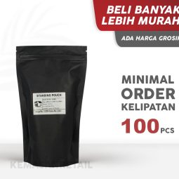 Kemasan Standing Pouch Zipper Hitam Doff 14x23 500g