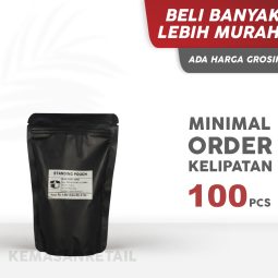 Kemasan Standing Pouch Zipper Hitam Doff 13x20 250g