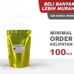 Kemasan Standing Pouch Zipper Kuning Glossy 13x20 250gr