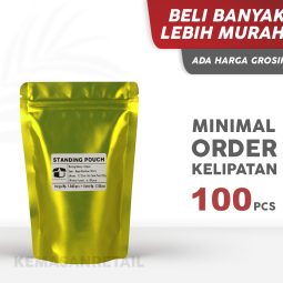 Kemasan Standing Pouch Zipper Kuning Glossy 14x23 500gr