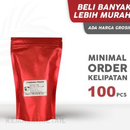 Kemasan Standing Pouch Zipper Merah Doff 14x23 500g