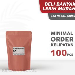 Kemasan Standing Pouch Zipper Peach Matte / Pink Doff 13x20 250gr