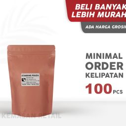 Kemasan Standing Pouch Zipper Peach Matte Pink Doff 16x24 750gr